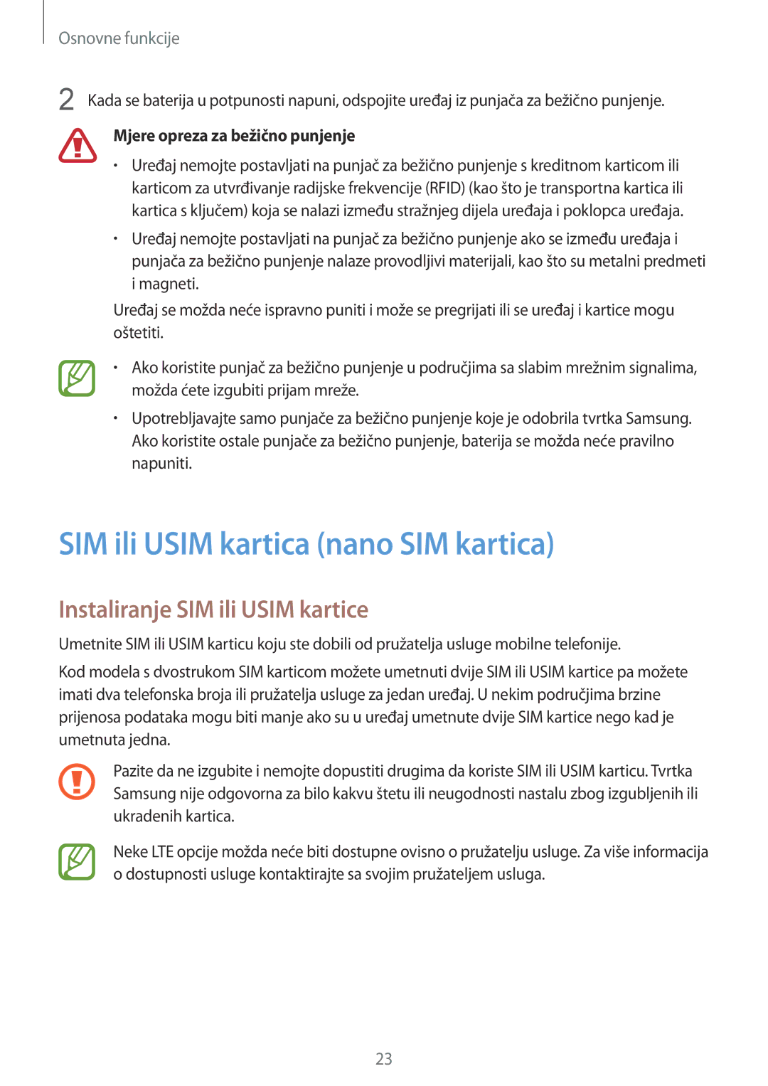 Samsung SM-N950FZKASEE, SM-N950FZKACRO manual SIM ili Usim kartica nano SIM kartica, Instaliranje SIM ili Usim kartice 