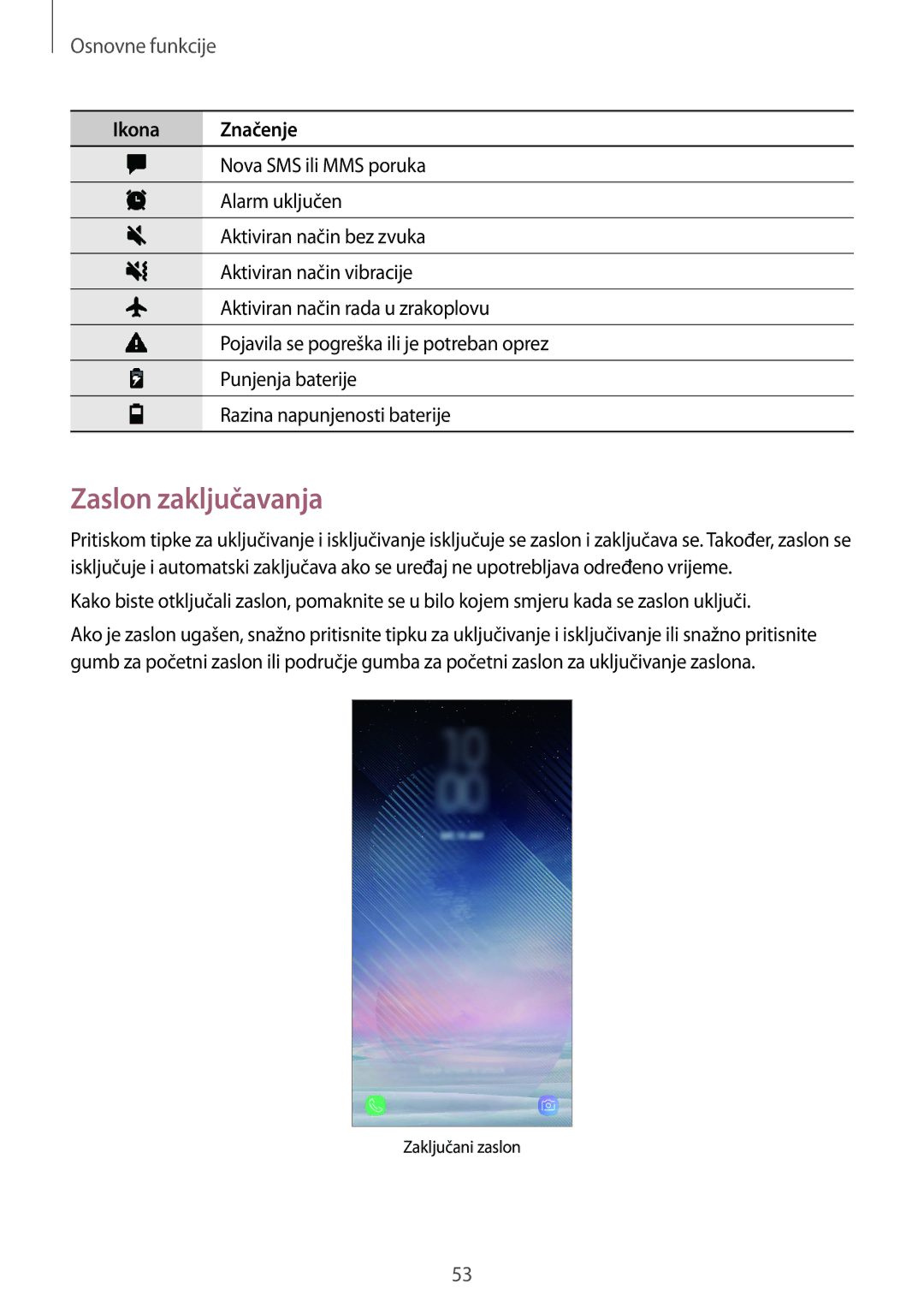 Samsung SM-N950FZDACRO, SM-N950FZKACRO, SM-N950FZDASEE, SM-N950FZKASEE manual Zaslon zaključavanja 