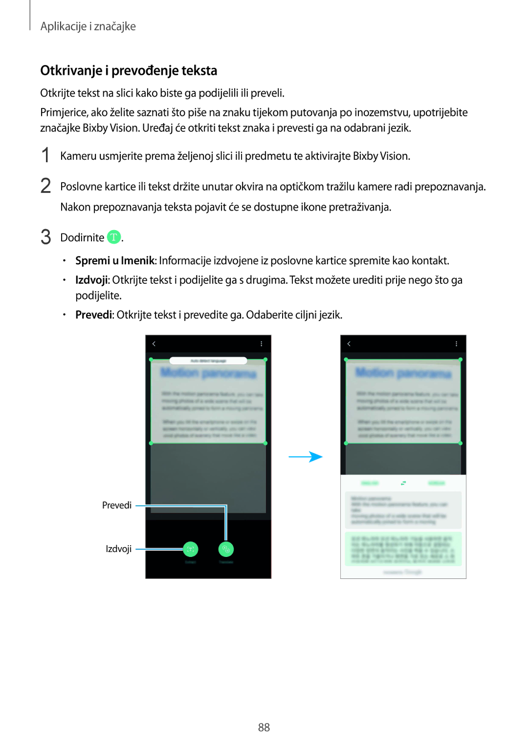 Samsung SM-N950FZKACRO manual Otkrivanje i prevođenje teksta, Otkrijte tekst na slici kako biste ga podijelili ili preveli 