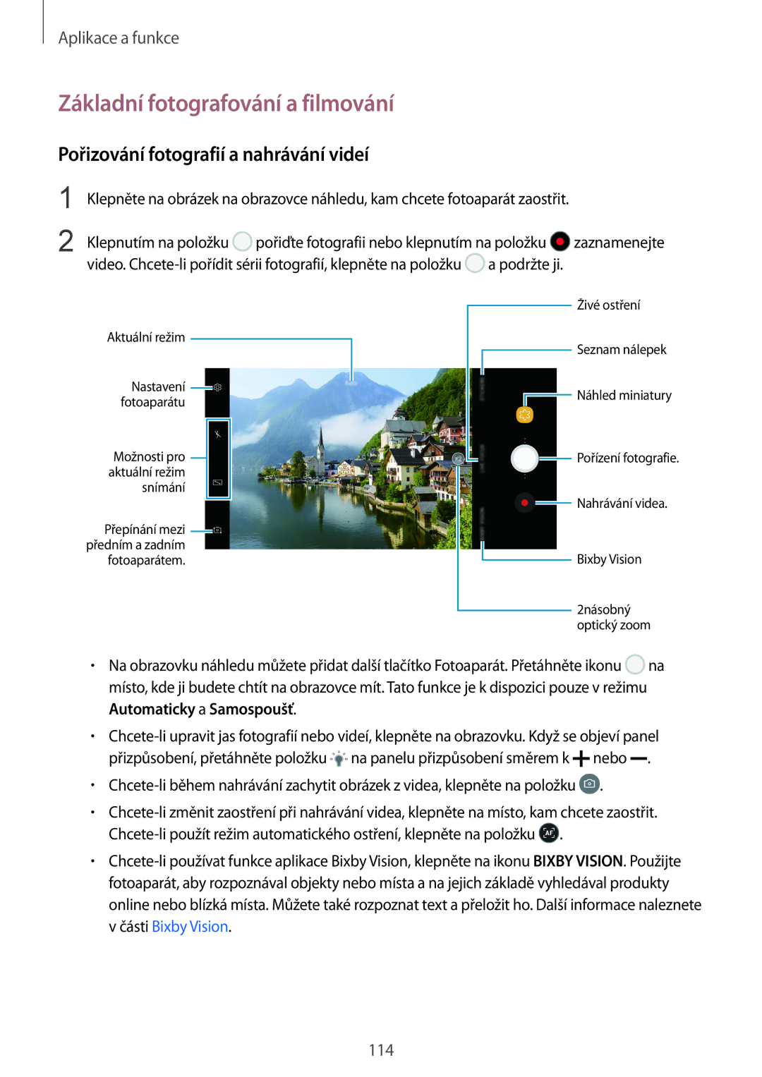 Samsung SM-N950FZDDETL, SM-N950FZKAO2C manual Základní fotografování a filmování, Pořizování fotografií a nahrávání videí 