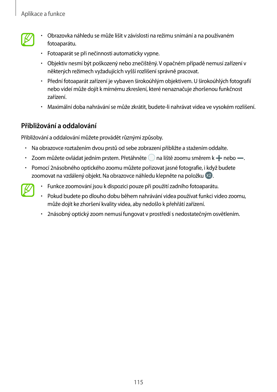 Samsung SM-N950FZKDETL, SM-N950FZKAO2C, SM-N950FZBDETL, SM-N950FZDDETL manual Přibližování a oddalování 