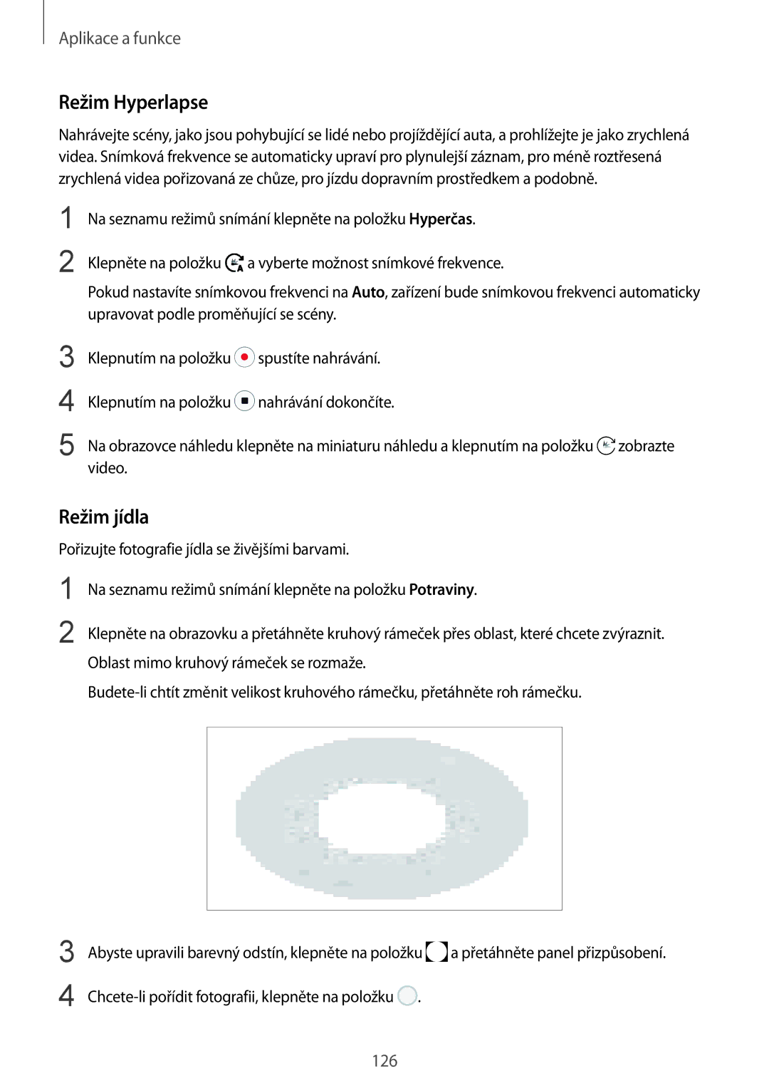 Samsung SM-N950FZDDETL, SM-N950FZKAO2C, SM-N950FZBDETL, SM-N950FZKDETL manual Režim Hyperlapse, Režim jídla 