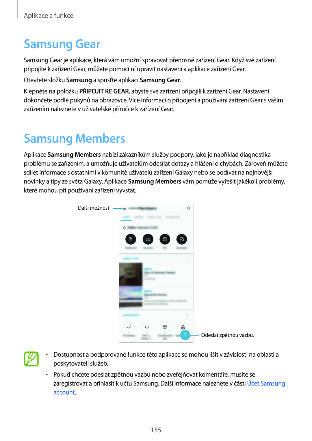 Samsung SM-N950FZKDETL, SM-N950FZKAO2C, SM-N950FZBDETL, SM-N950FZDDETL manual Samsung Gear, Samsung Members 