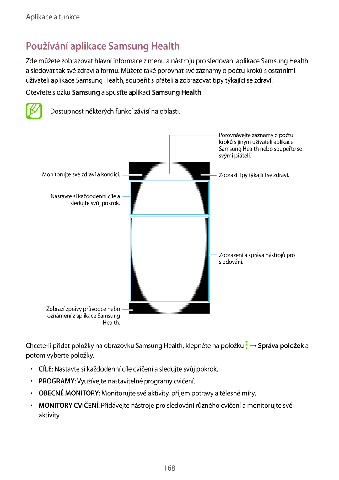 Samsung SM-N950FZKAO2C, SM-N950FZBDETL, SM-N950FZDDETL, SM-N950FZKDETL manual Používání aplikace Samsung Health 