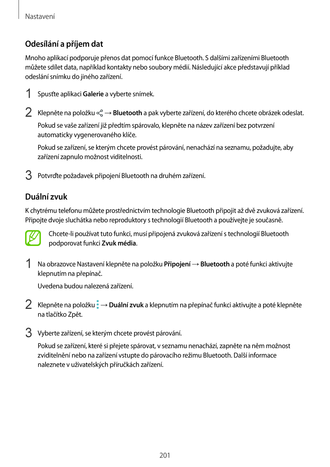 Samsung SM-N950FZBDETL, SM-N950FZKAO2C, SM-N950FZDDETL, SM-N950FZKDETL manual Odesílání a příjem dat, Duální zvuk 