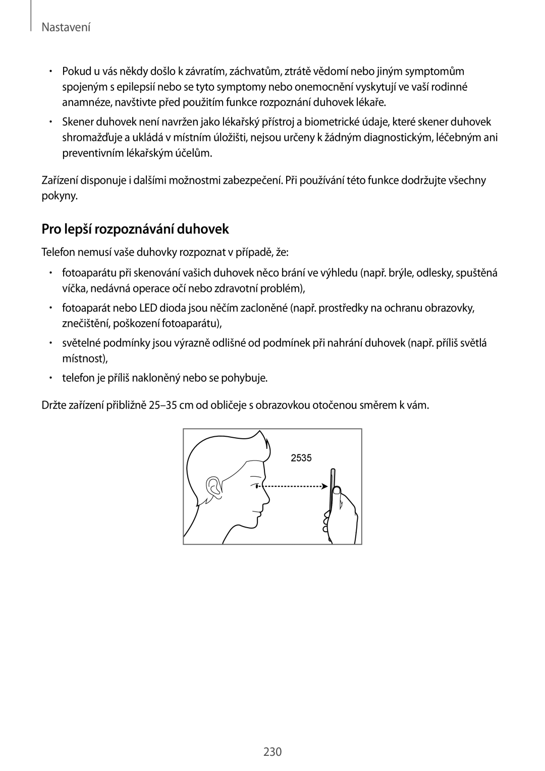 Samsung SM-N950FZDDETL, SM-N950FZKAO2C, SM-N950FZBDETL, SM-N950FZKDETL manual Pro lepší rozpoznávání duhovek 