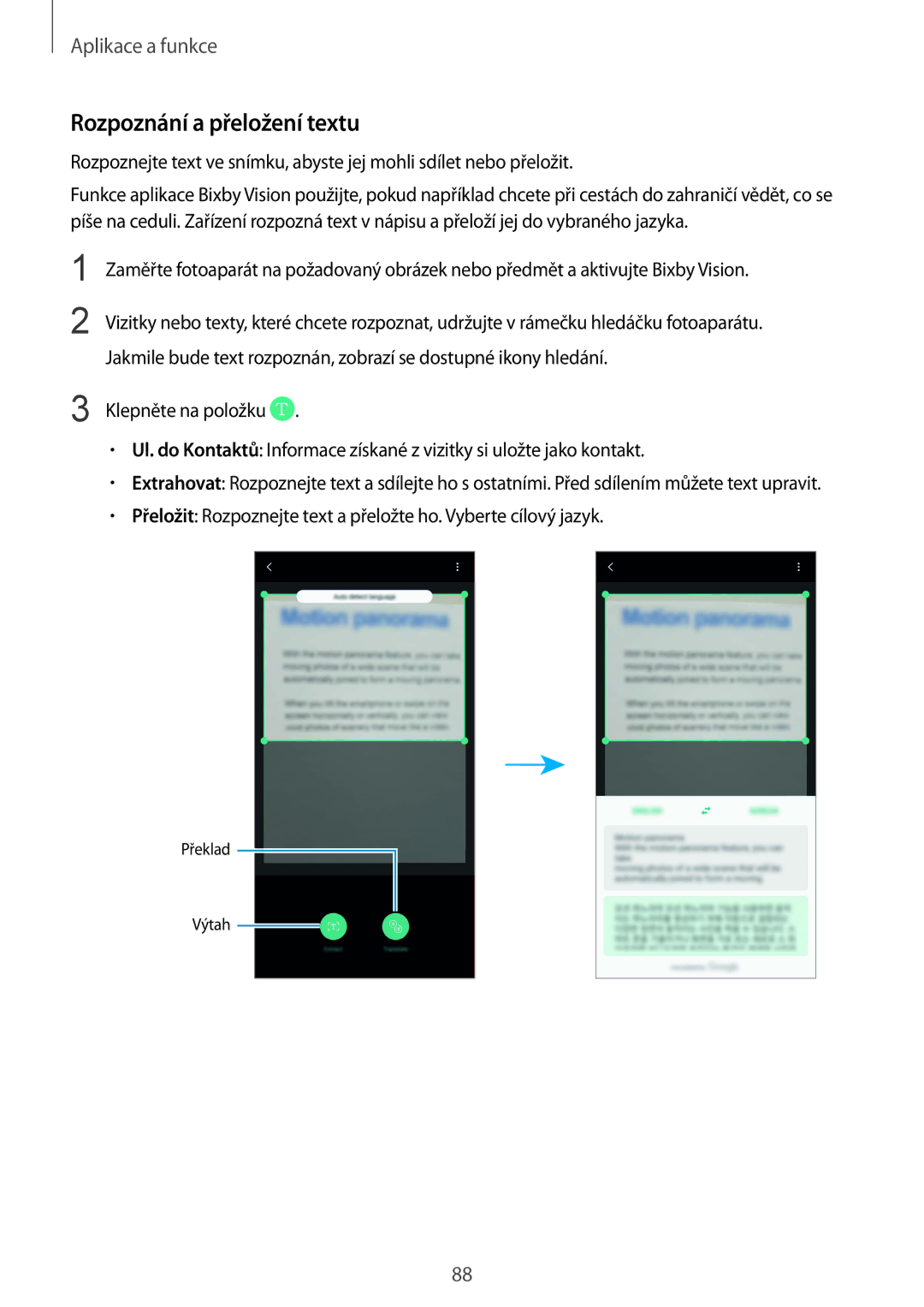 Samsung SM-N950FZKAO2C, SM-N950FZBDETL, SM-N950FZDDETL, SM-N950FZKDETL manual Rozpoznání a přeložení textu 