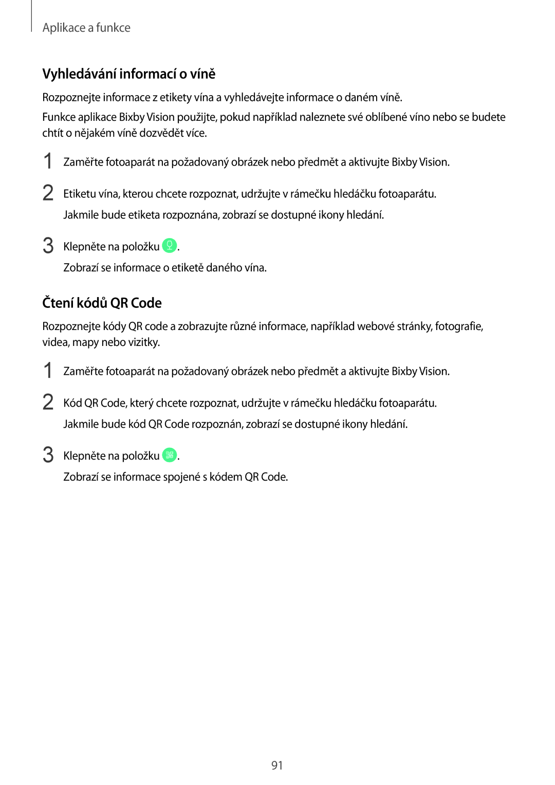 Samsung SM-N950FZKDETL, SM-N950FZKAO2C, SM-N950FZBDETL, SM-N950FZDDETL manual Vyhledávání informací o víně, Čtení kódů QR Code 