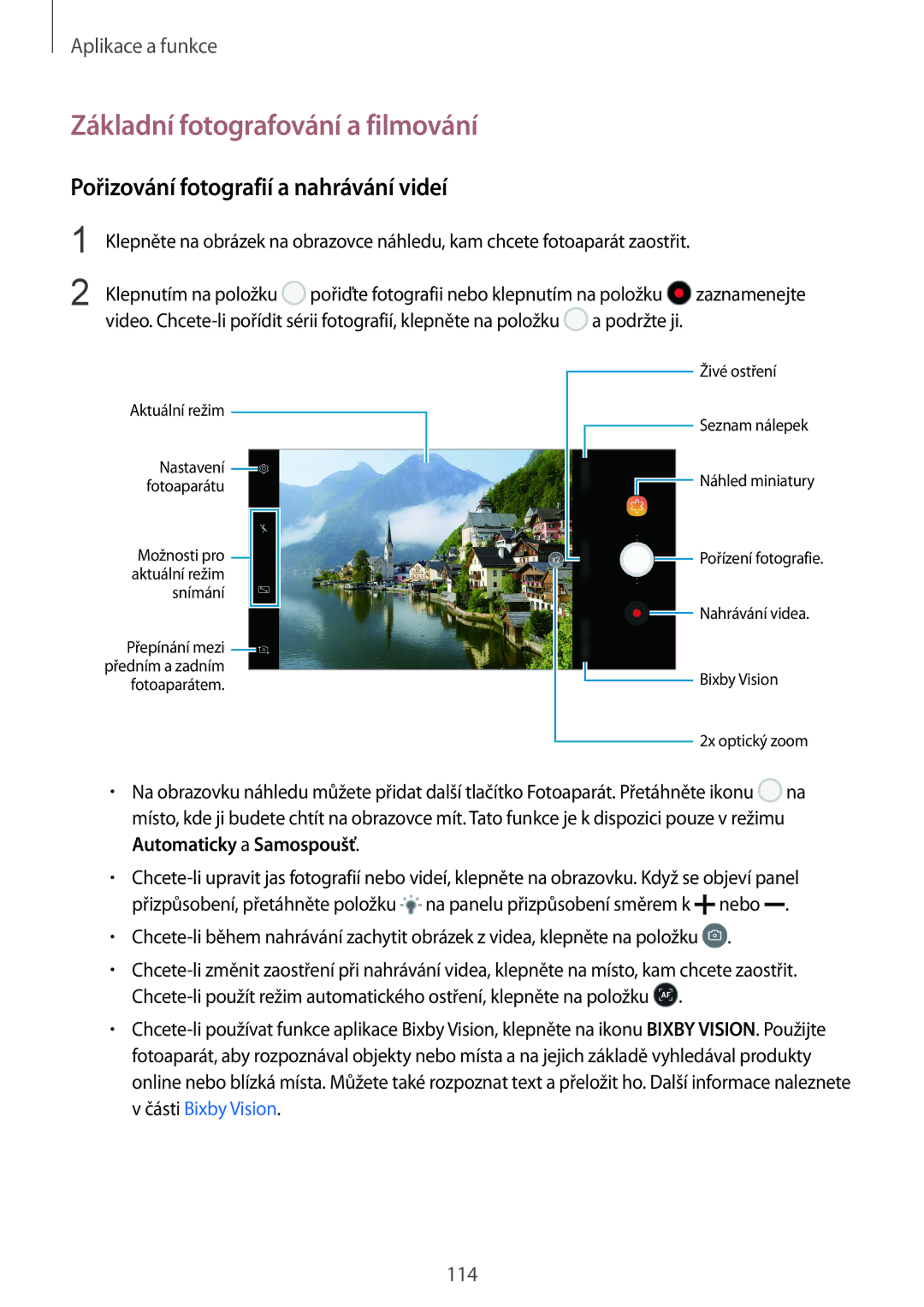 Samsung SM-N950FZDDETL, SM-N950FZKAO2C manual Základní fotografování a filmování, Pořizování fotografií a nahrávání videí 