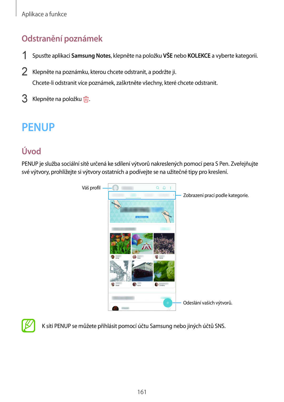 Samsung SM-N950FZBDETL, SM-N950FZKAO2C, SM-N950FZDDETL, SM-N950FZKDETL manual Penup, Odstranění poznámek 