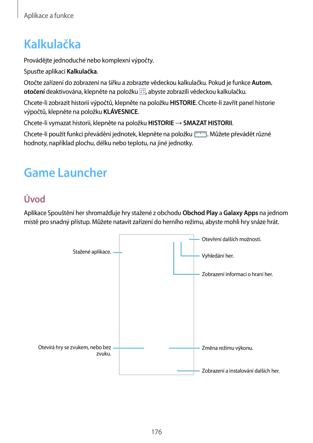 Samsung SM-N950FZKAO2C, SM-N950FZBDETL, SM-N950FZDDETL, SM-N950FZKDETL manual Kalkulačka, Game Launcher 