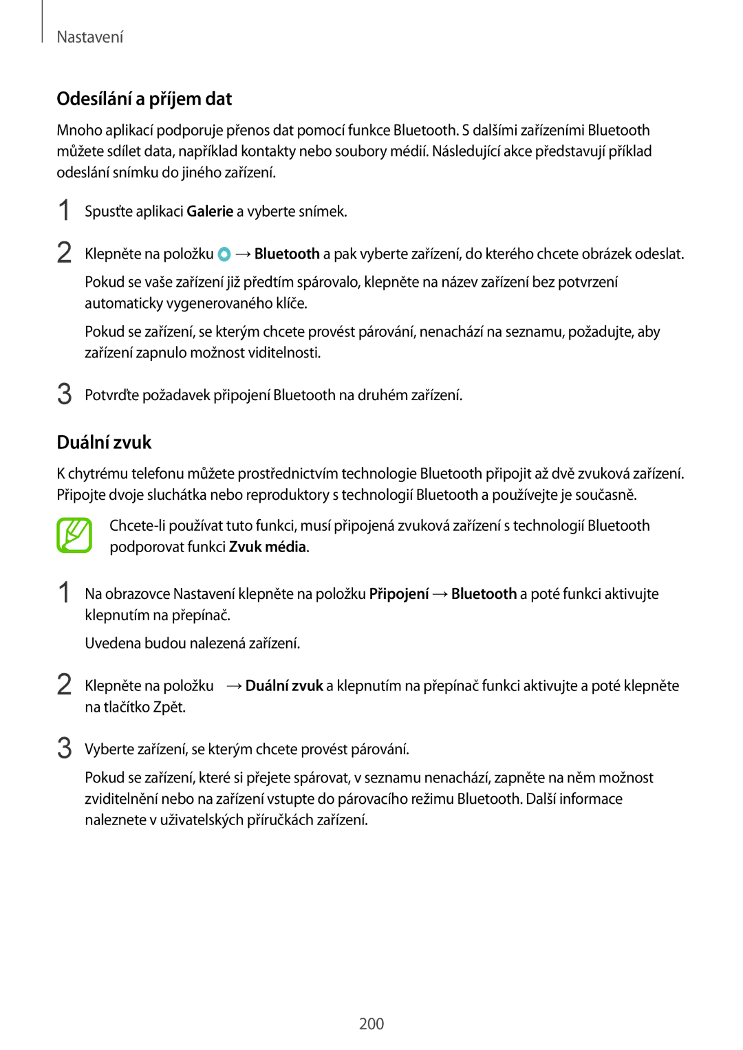 Samsung SM-N950FZKAO2C, SM-N950FZBDETL, SM-N950FZDDETL, SM-N950FZKDETL manual Odesílání a příjem dat, Duální zvuk 