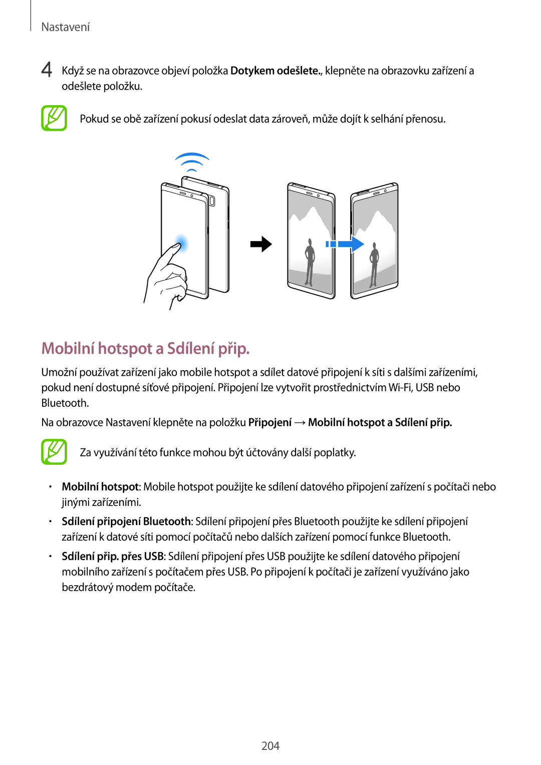 Samsung SM-N950FZKAO2C, SM-N950FZBDETL, SM-N950FZDDETL, SM-N950FZKDETL manual Mobilní hotspot a Sdílení přip 