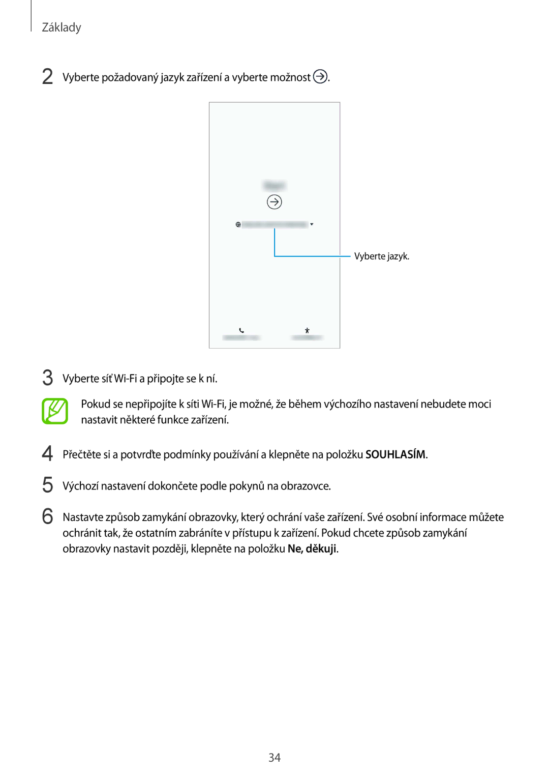 Samsung SM-N950FZDDETL, SM-N950FZKAO2C, SM-N950FZBDETL, SM-N950FZKDETL Vyberte požadovaný jazyk zařízení a vyberte možnost 