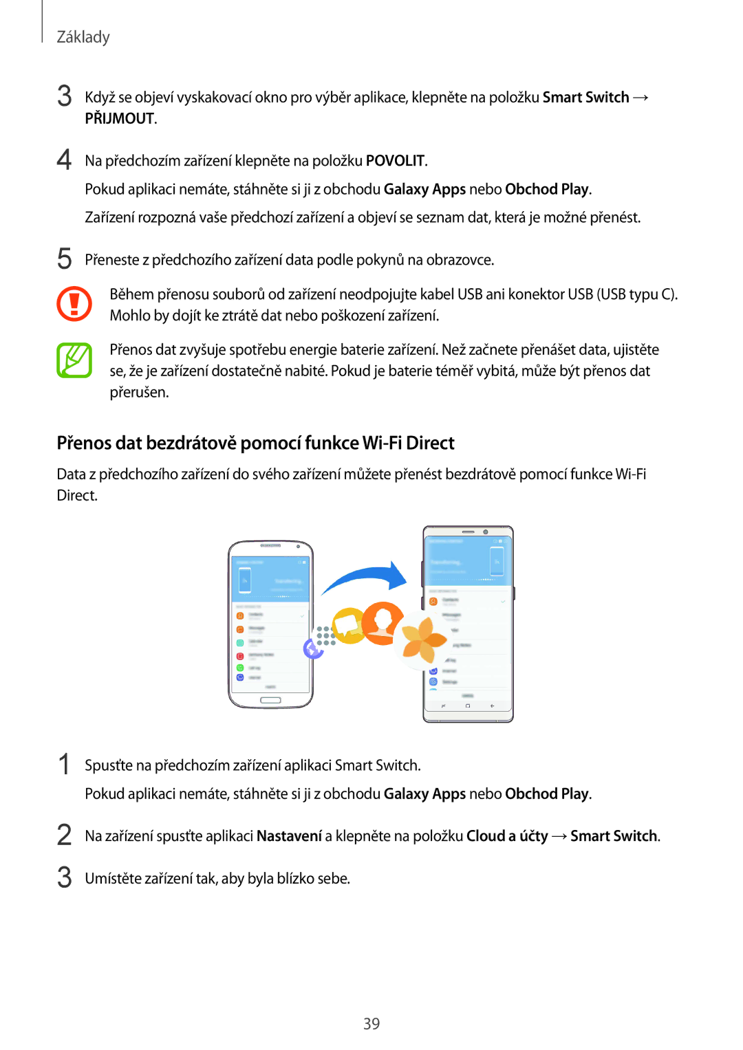 Samsung SM-N950FZKDETL, SM-N950FZKAO2C, SM-N950FZBDETL manual Přenos dat bezdrátově pomocí funkce Wi-Fi Direct, Přijmout 