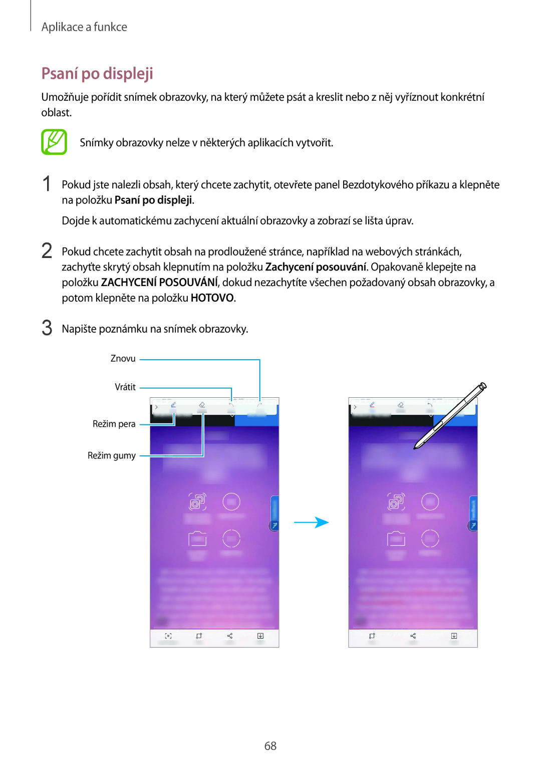 Samsung SM-N950FZKAO2C, SM-N950FZBDETL, SM-N950FZDDETL, SM-N950FZKDETL manual Psaní po displeji 