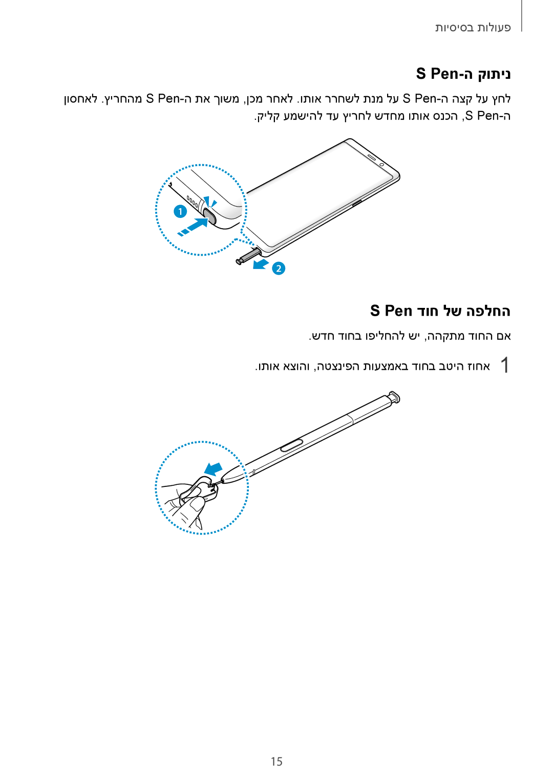 Samsung SM-N950FZKAPCL, SM-N950FZVAILO, SM-N950FZDAILO manual Pen-ה קותינ, Pen דוח לש הפלחה 