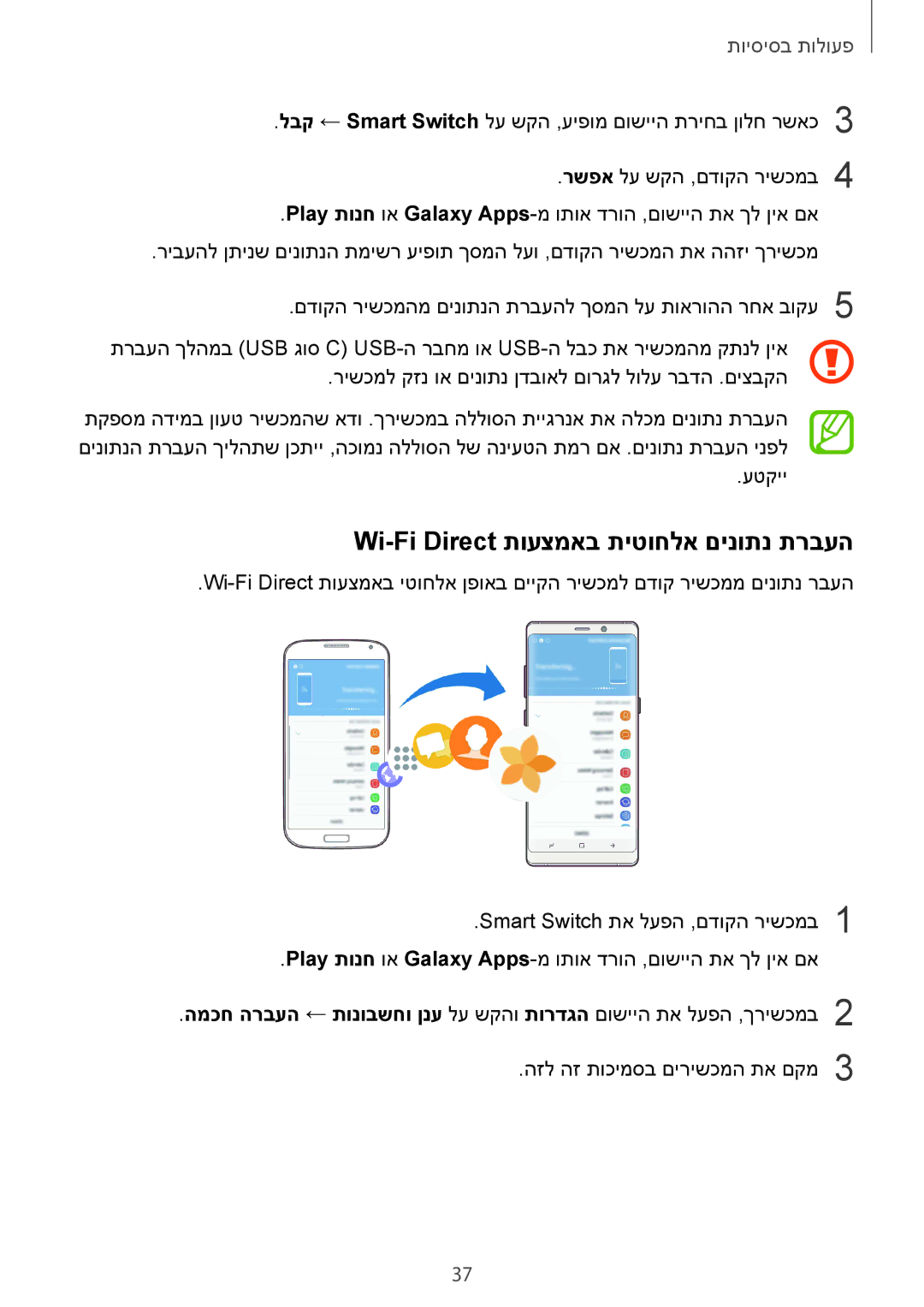 Samsung SM-N950FZVAILO, SM-N950FZKAPCL, SM-N950FZDAILO manual Wi-Fi Direct תועצמאב תיטוחלא םינותנ תרבעה 