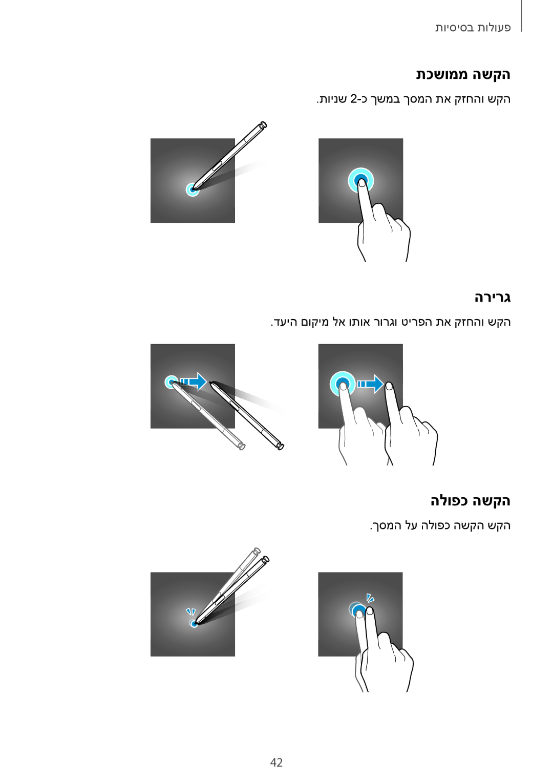 Samsung SM-N950FZKAPCL, SM-N950FZVAILO, SM-N950FZDAILO manual תכשוממ השקה, הרירג, הלופכ השקה 