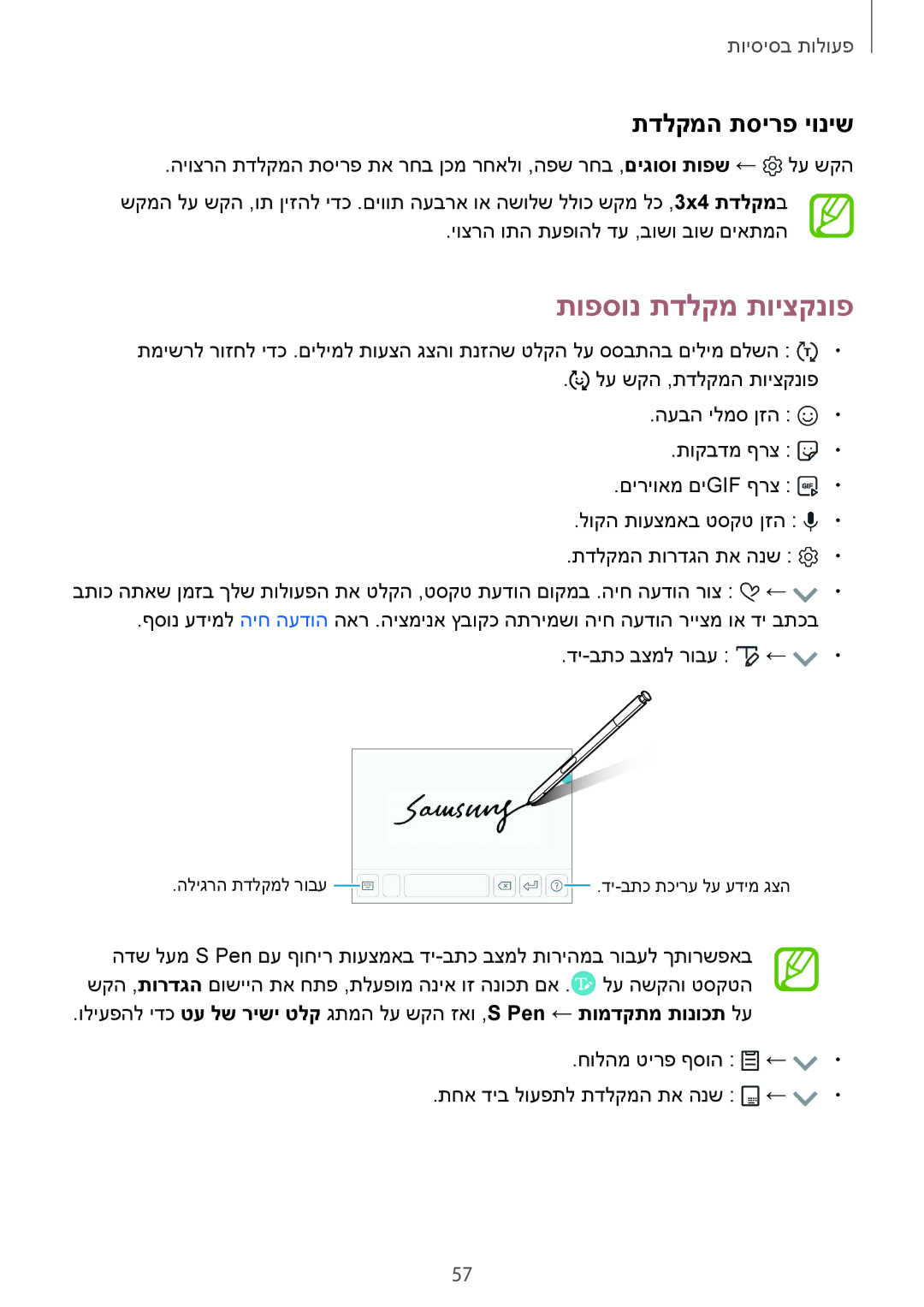 Samsung SM-N950FZKAPCL, SM-N950FZVAILO, SM-N950FZDAILO manual תופסונ תדלקמ תויצקנופ, תדלקמה תסירפ יוניש 