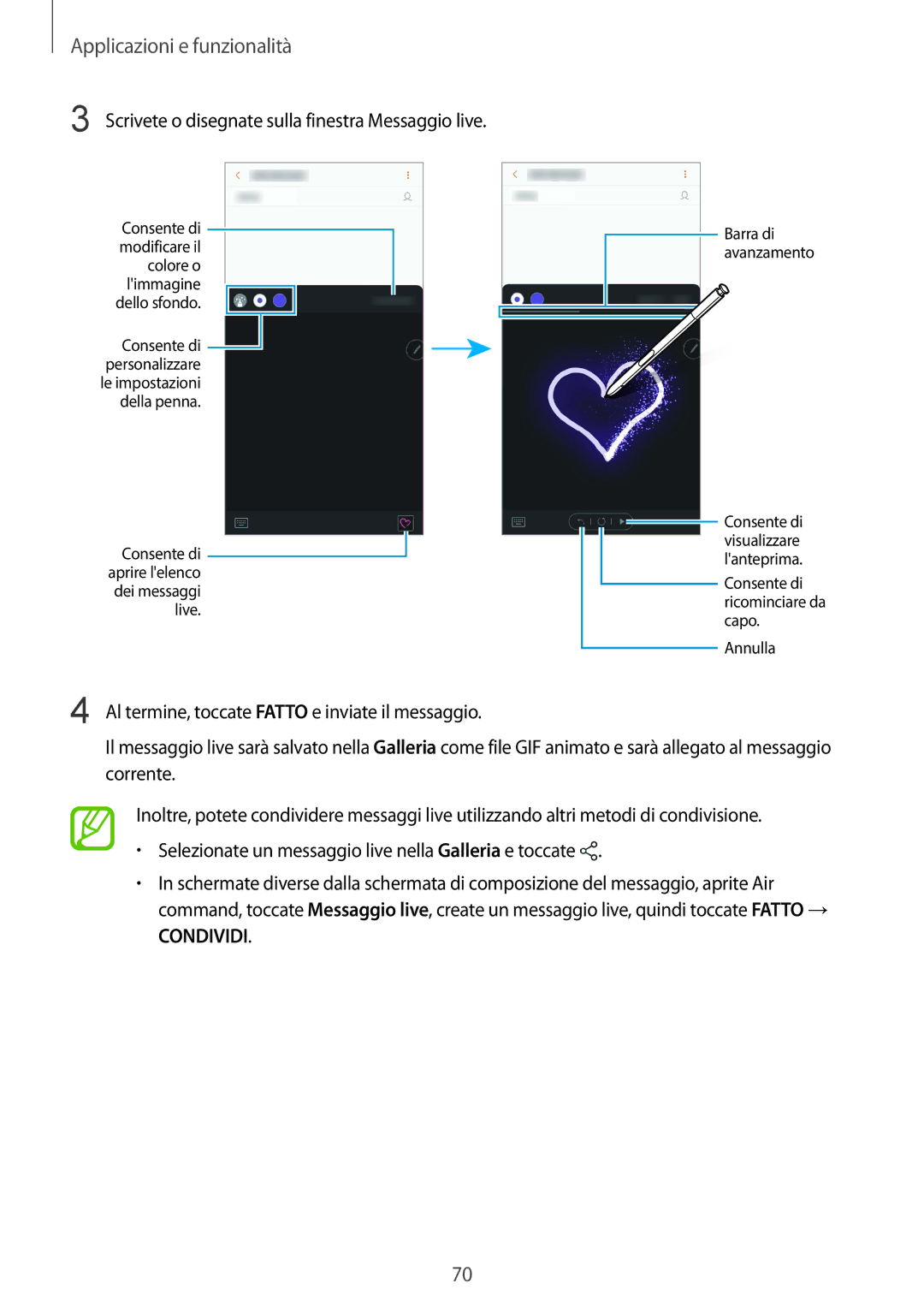 Samsung SM-N950FZKDITV, SM-N950FZDATUR, SM-N950FZKATUR, SM-N950FZKAHUI, SM-N950FZDAOMN, SM-N950FZKATIM manual Condividi 