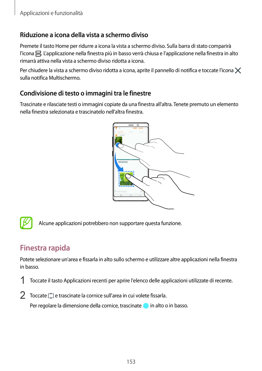 Samsung SM-N950FZKAITV, SM-N950FZKDITV, SM-N950FZDATUR manual Finestra rapida, Riduzione a icona della vista a schermo diviso 