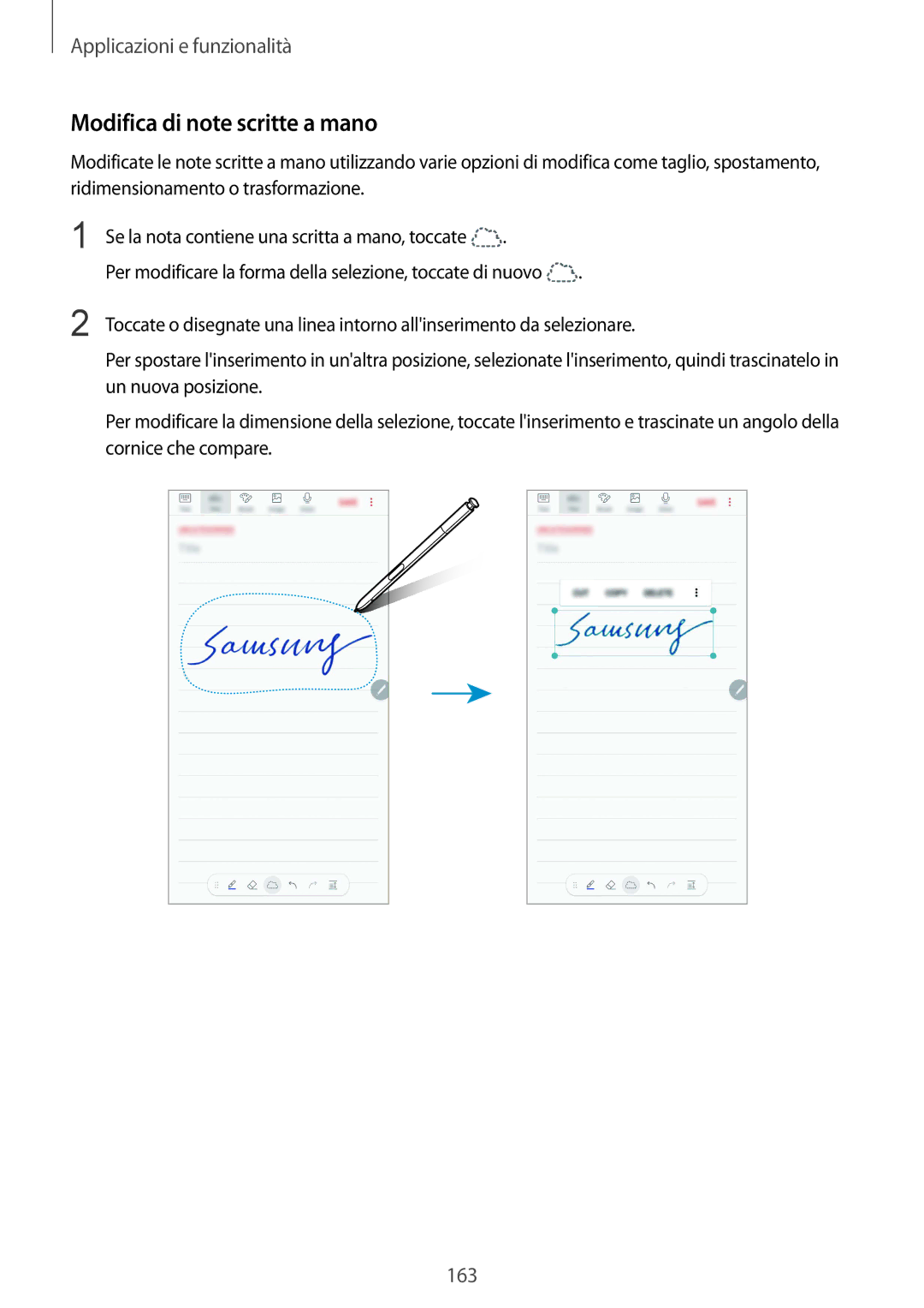 Samsung SM-N950FZVATUR, SM-N950FZKDITV, SM-N950FZDATUR, SM-N950FZKATUR, SM-N950FZKAHUI manual Modifica di note scritte a mano 