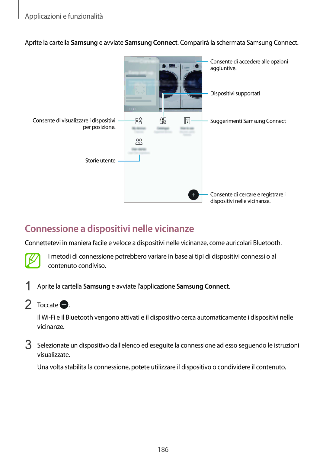 Samsung SM-N950FZDAOMN, SM-N950FZKDITV, SM-N950FZDATUR, SM-N950FZKATUR manual Connessione a dispositivi nelle vicinanze 