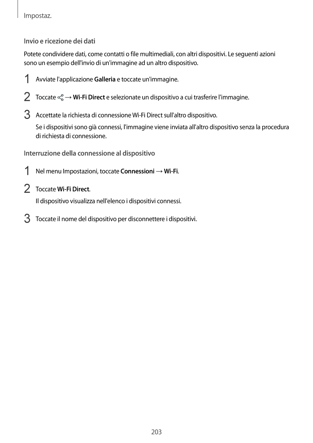 Samsung SM-N950FZDATIM, SM-N950FZKDITV manual Invio e ricezione dei dati, Interruzione della connessione al dispositivo 