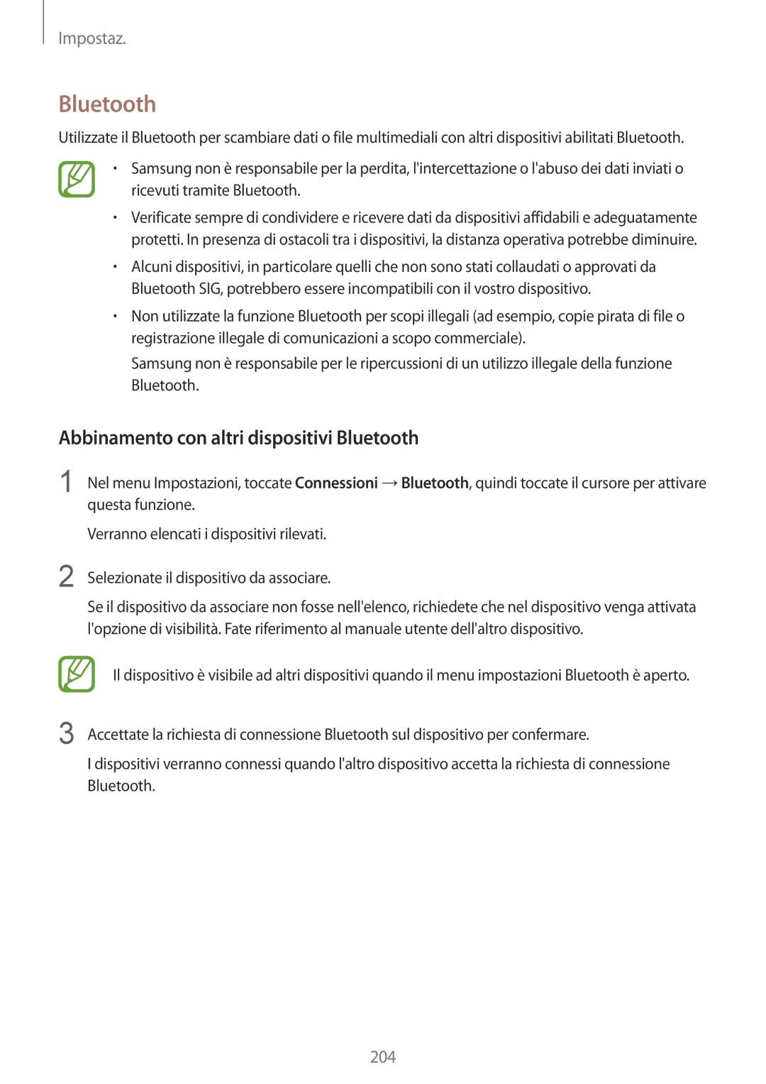 Samsung SM-N950FZDAHUI, SM-N950FZKDITV, SM-N950FZDATUR, SM-N950FZKATUR manual Abbinamento con altri dispositivi Bluetooth 