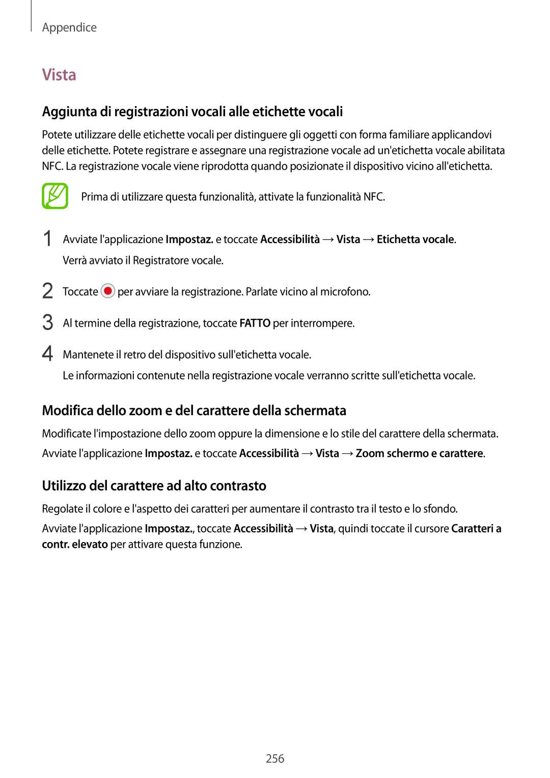 Samsung SM-N950FZDAOMN, SM-N950FZKDITV, SM-N950FZDATUR manual Vista, Aggiunta di registrazioni vocali alle etichette vocali 