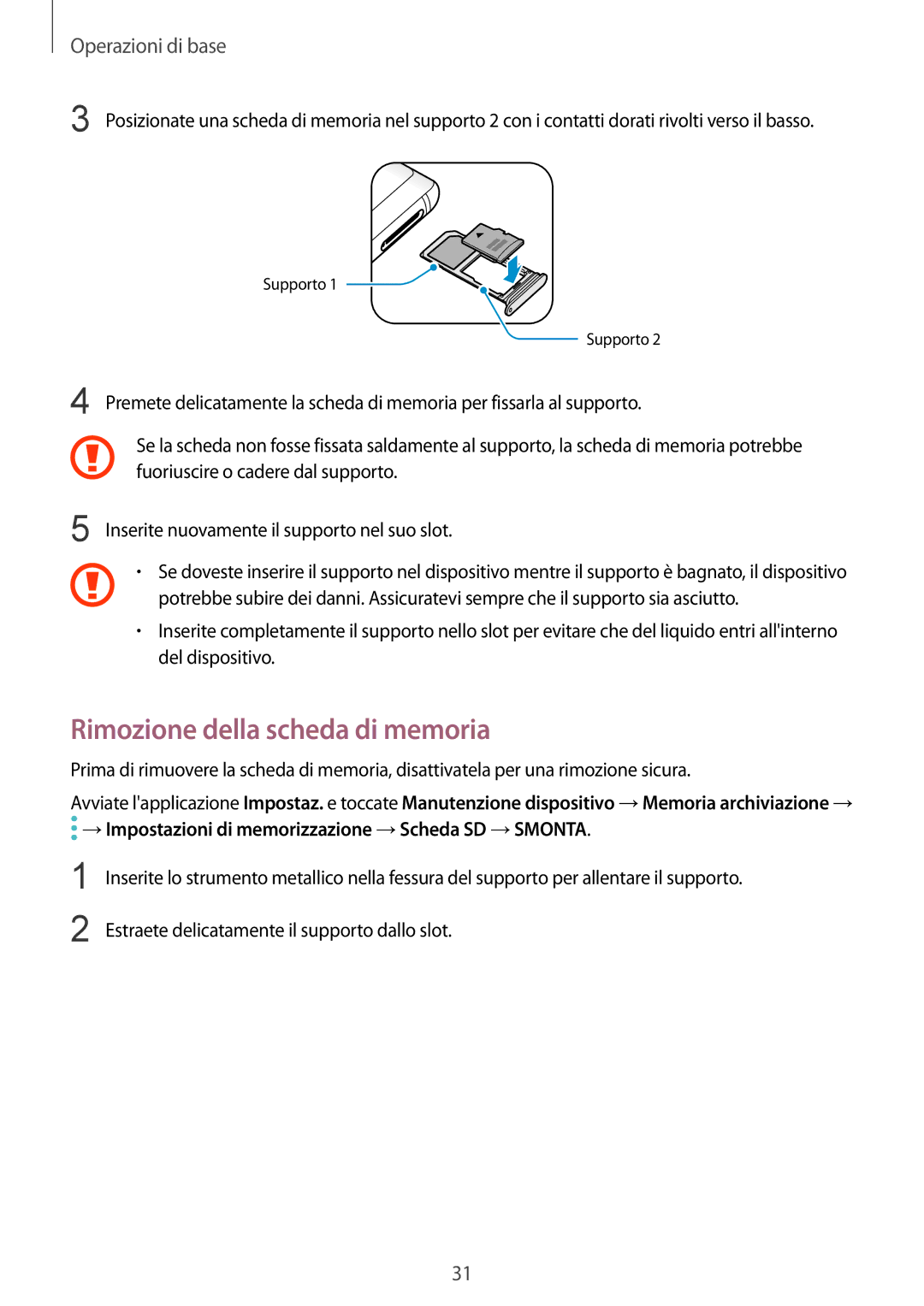 Samsung SM-N950FZKAHUI, SM-N950FZKDITV, SM-N950FZDATUR, SM-N950FZKATUR, SM-N950FZDAOMN manual Rimozione della scheda di memoria 