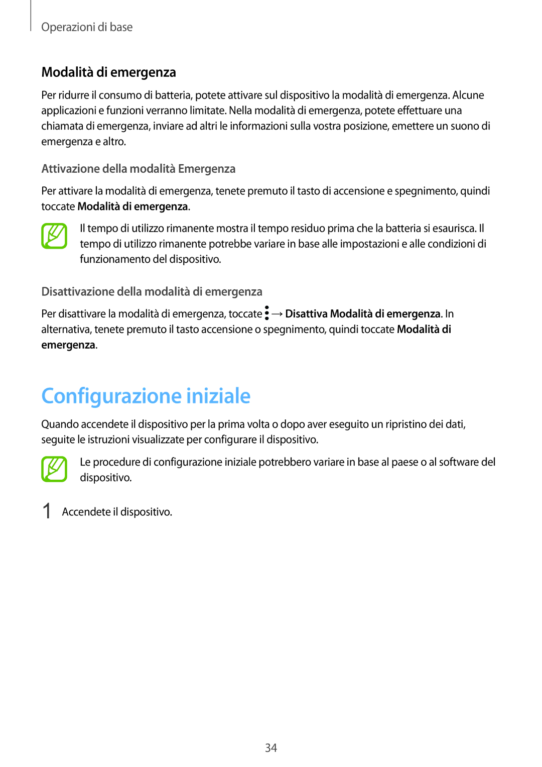 Samsung SM-N950FZDAITV manual Configurazione iniziale, Modalità di emergenza, Attivazione della modalità Emergenza 