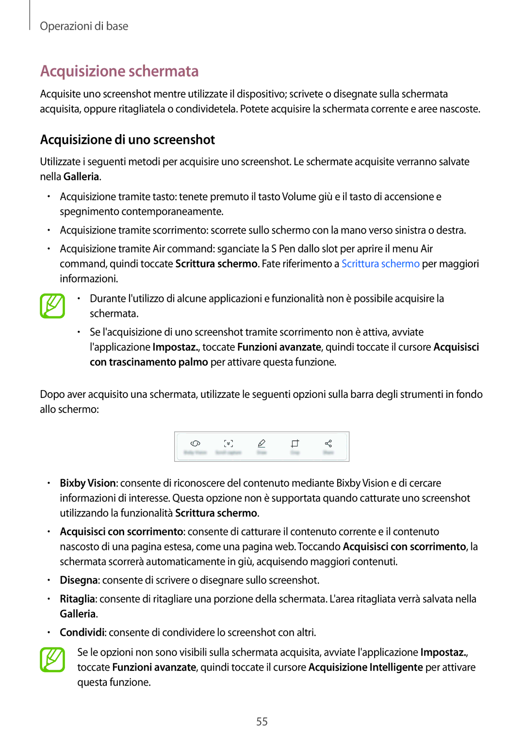 Samsung SM-N950FZKAITV, SM-N950FZKDITV, SM-N950FZDATUR manual Acquisizione schermata, Acquisizione di uno screenshot 