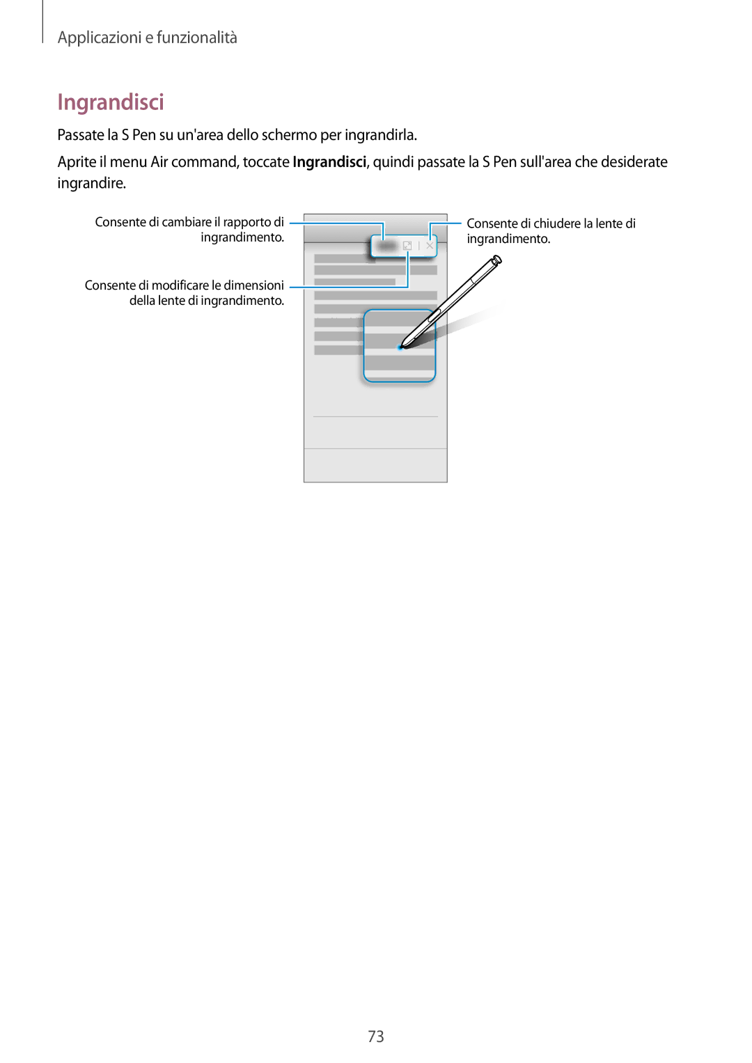 Samsung SM-N950FZKAHUI, SM-N950FZKDITV, SM-N950FZDATUR, SM-N950FZKATUR, SM-N950FZDAOMN, SM-N950FZKATIM manual Ingrandisci 