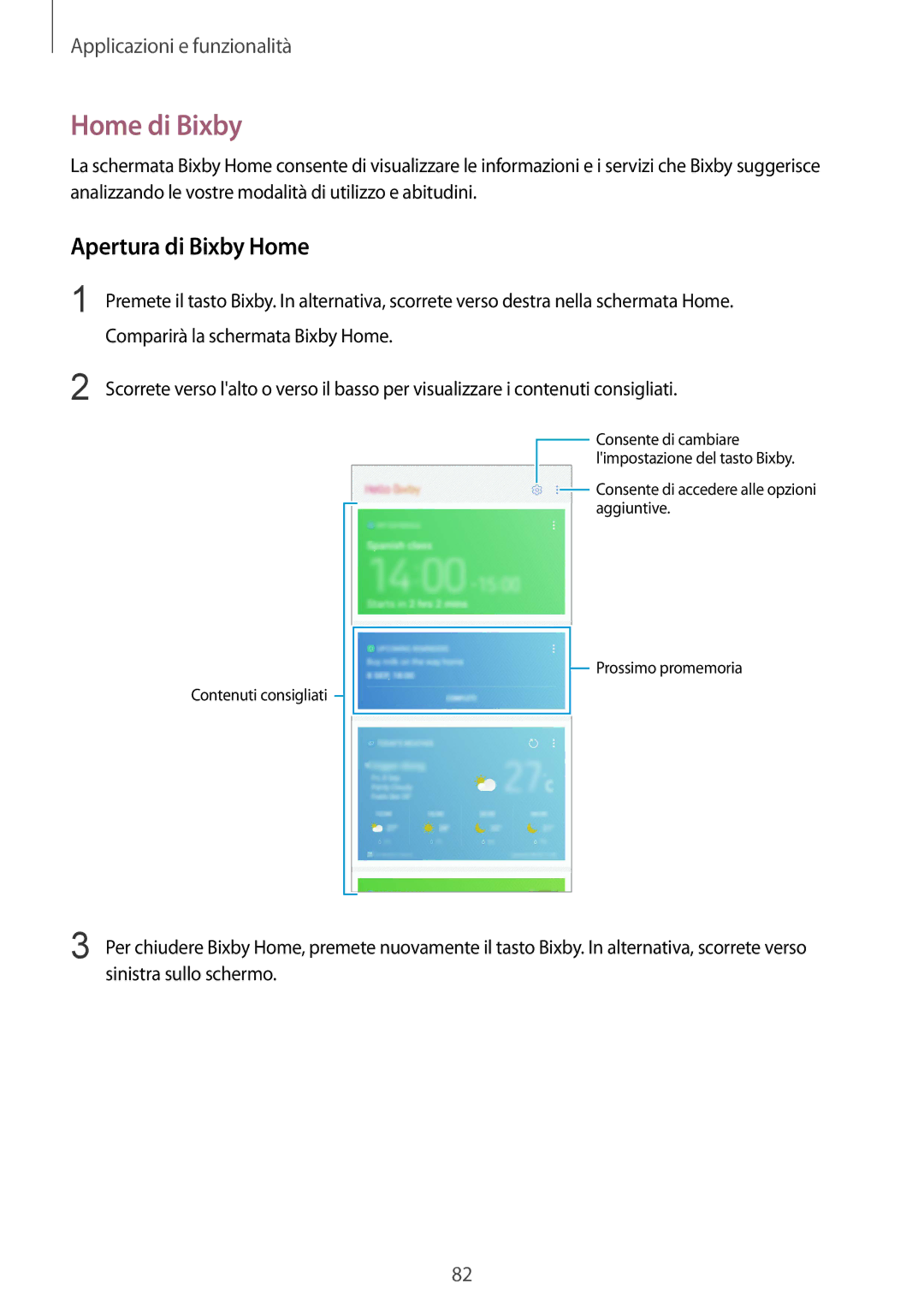 Samsung SM-N950FZDDITV, SM-N950FZKDITV, SM-N950FZDATUR, SM-N950FZKATUR, SM-N950FZKAHUI Home di Bixby, Apertura di Bixby Home 