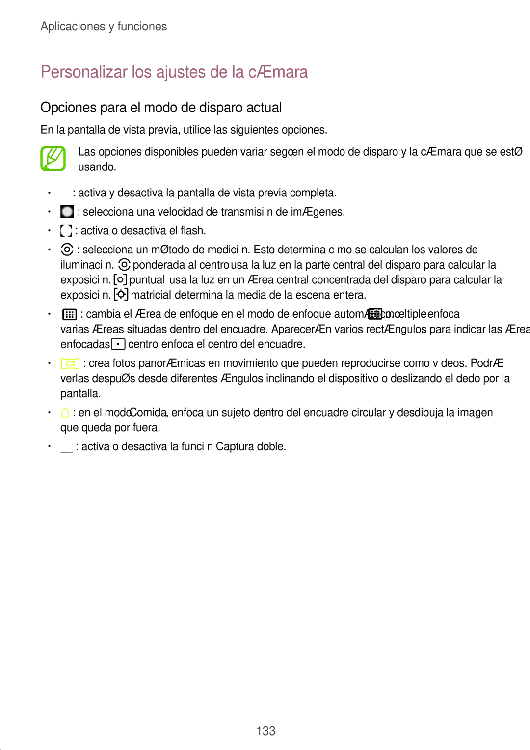 Samsung SM-N950FZDDPHE, SM-N950FZKDPHE manual Personalizar los ajustes de la cámara, Opciones para el modo de disparo actual 