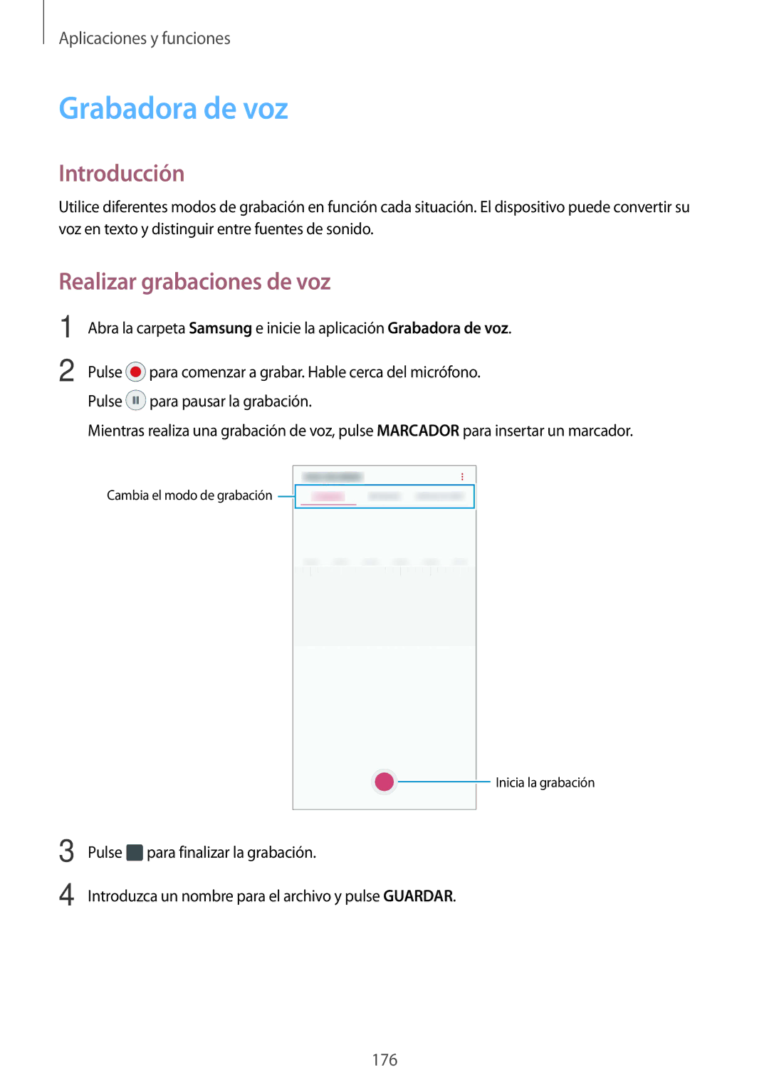 Samsung SM-N950FZKDPHE, SM-N950FZDDPHE, SM-N950FZKAPHE, SM-N950FZDAPHE manual Grabadora de voz, Realizar grabaciones de voz 