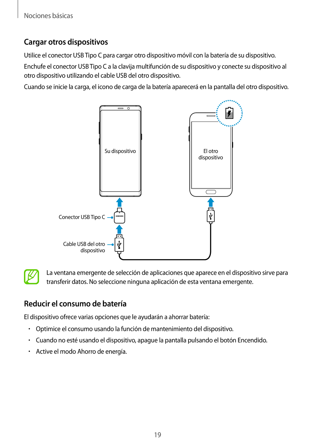 Samsung SM-N950FZDAPHE, SM-N950FZKDPHE, SM-N950FZDDPHE manual Cargar otros dispositivos, Reducir el consumo de batería 