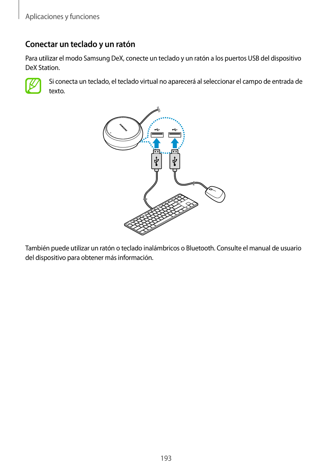 Samsung SM-N950FZDDPHE, SM-N950FZKDPHE, SM-N950FZKAPHE, SM-N950FZDAPHE manual Conectar un teclado y un ratón 