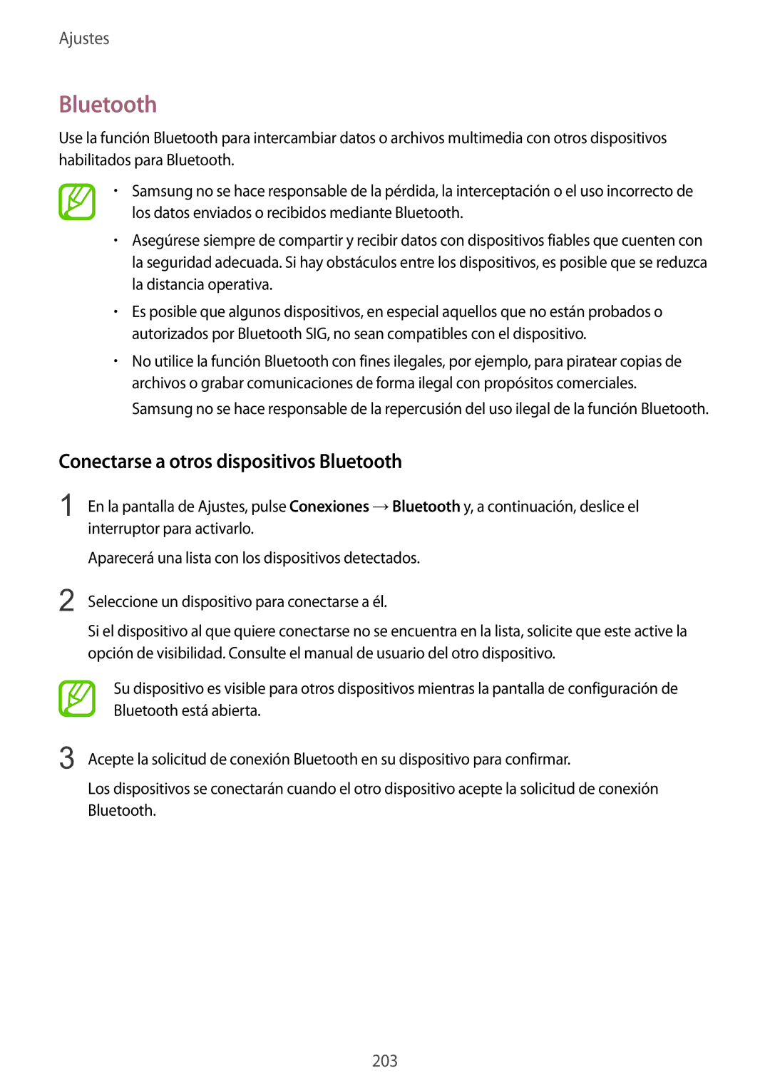 Samsung SM-N950FZDAPHE, SM-N950FZKDPHE, SM-N950FZDDPHE, SM-N950FZKAPHE manual Conectarse a otros dispositivos Bluetooth 