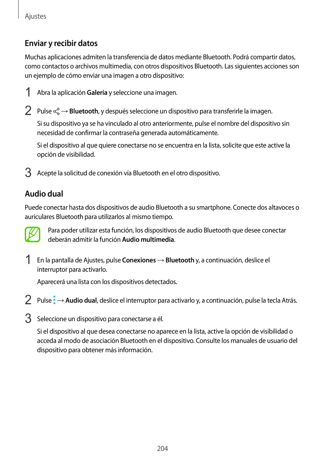 Samsung SM-N950FZKDPHE, SM-N950FZDDPHE, SM-N950FZKAPHE, SM-N950FZDAPHE manual Enviar y recibir datos, Audio dual 