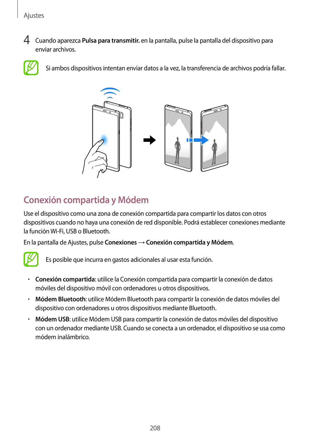 Samsung SM-N950FZKDPHE, SM-N950FZDDPHE, SM-N950FZKAPHE, SM-N950FZDAPHE manual Conexión compartida y Módem 