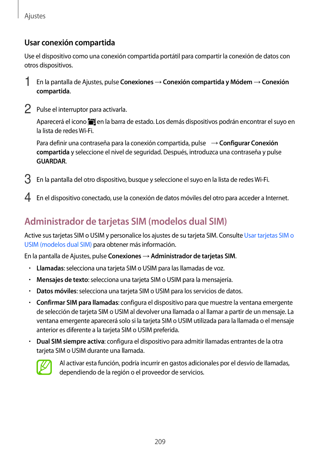 Samsung SM-N950FZDDPHE, SM-N950FZKDPHE manual Administrador de tarjetas SIM modelos dual SIM, Usar conexión compartida 