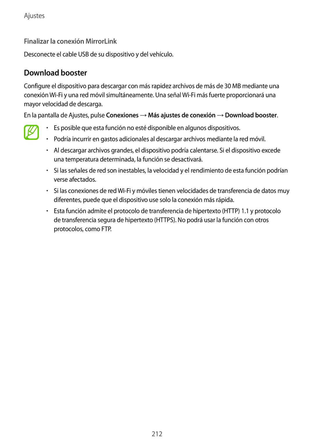 Samsung SM-N950FZKDPHE, SM-N950FZDDPHE, SM-N950FZKAPHE, SM-N950FZDAPHE Download booster, Finalizar la conexión MirrorLink 