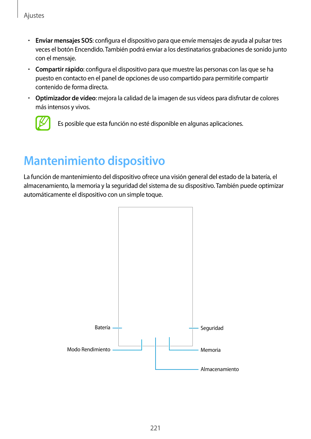 Samsung SM-N950FZDDPHE, SM-N950FZKDPHE, SM-N950FZKAPHE, SM-N950FZDAPHE manual Mantenimiento dispositivo 