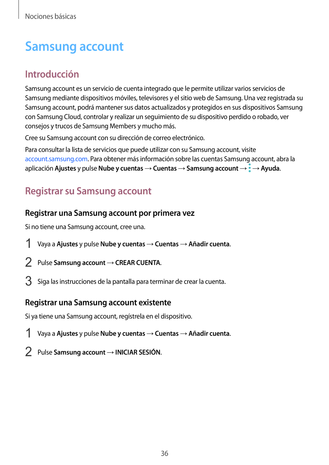 Samsung SM-N950FZKDPHE manual Introducción, Registrar su Samsung account, Registrar una Samsung account por primera vez 