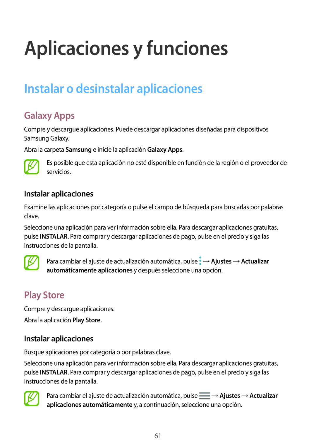 Samsung SM-N950FZDDPHE, SM-N950FZKDPHE Instalar o desinstalar aplicaciones, Galaxy Apps, Play Store, Instalar aplicaciones 