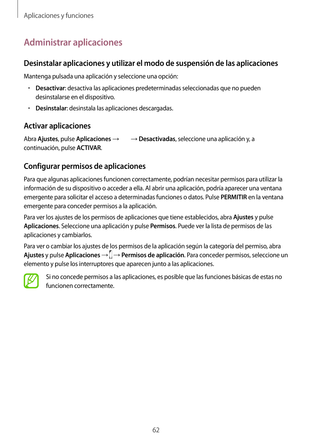 Samsung SM-N950FZKAPHE, SM-N950FZKDPHE Administrar aplicaciones, Activar aplicaciones, Configurar permisos de aplicaciones 