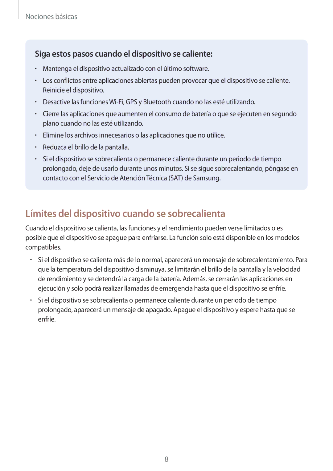 Samsung SM-N950FZKDPHE, SM-N950FZDDPHE, SM-N950FZKAPHE, SM-N950FZDAPHE manual Límites del dispositivo cuando se sobrecalienta 